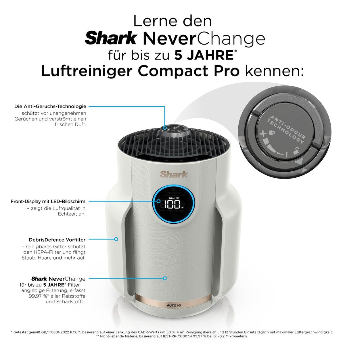 Shark NeverChange purificator de aer pentru alergici, filtru HEPA, Dove HP072EU