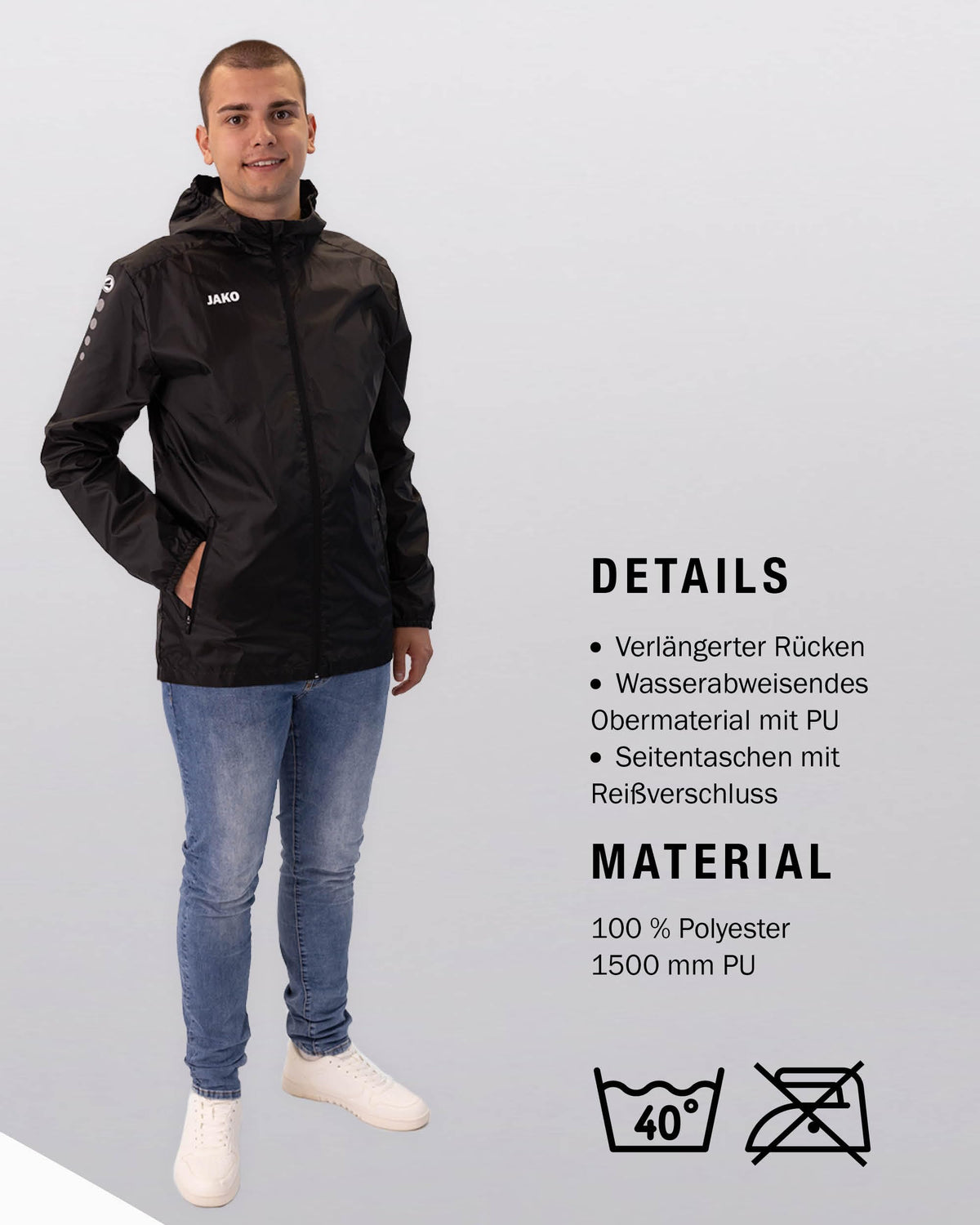 JAKO Kids All-Weather Jacket Team 2.0, black, 128 - 7402