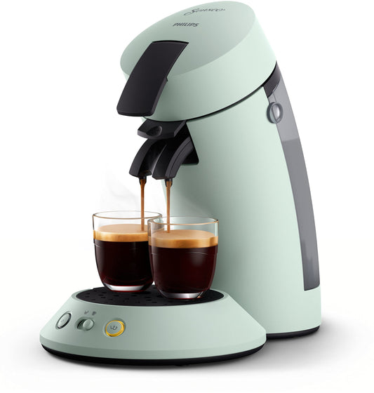 Philips Senseo Original Plus coffee pad machine (choice of coffee strength, coffee boost technology, made from recycled plastic), mint, CSA210/20