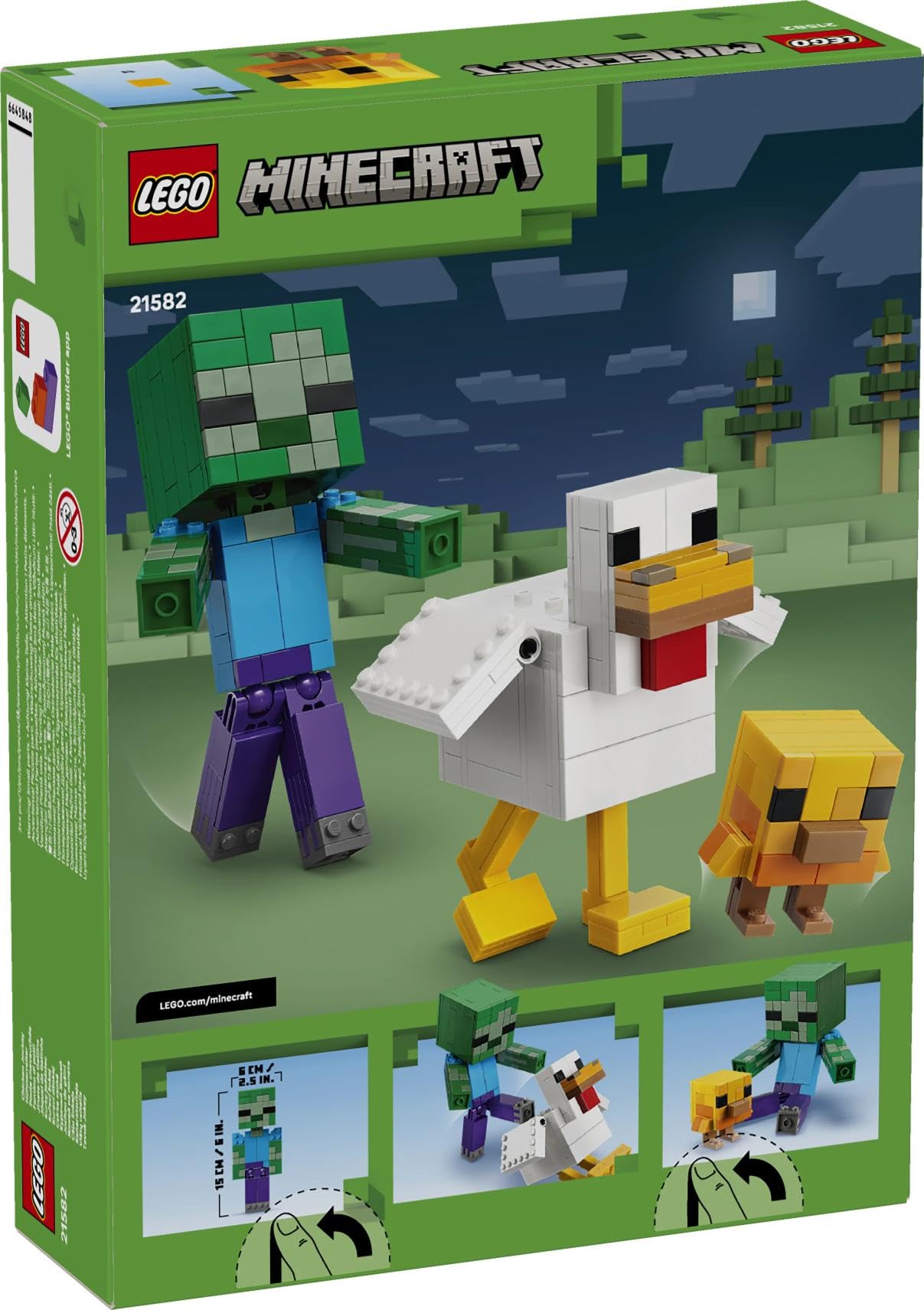 LEGO Minecraft chicken rider - building toy - room decoration for the video game with zombie baby, chicken and chicks - fan item to collect and display - gift for gamers aged 9 and over - 21582