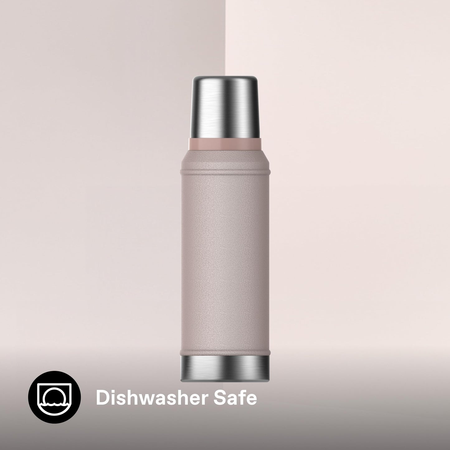 Stanley 1913 Classic Legendary Thermos Flask 0.94L - Keeps Hot or Cold for 24 Hours - Dishwasher Safe - Lid Serves as a Mug - Vacuum Flask BPA Free - Stainless Steel Thermos Flask - Rose Quartz - 100000117255
