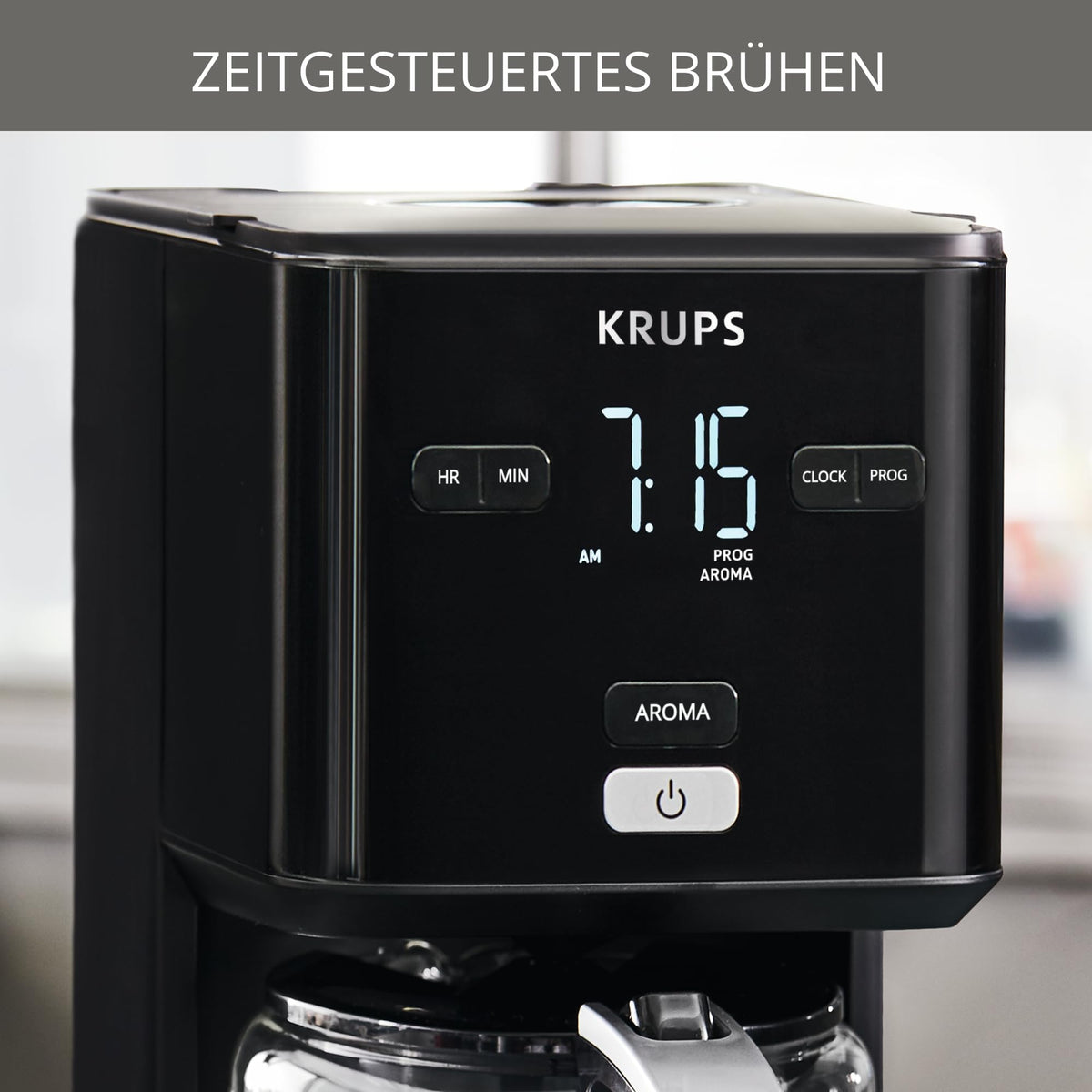 Krups Smart'n Light Coffee Machine with Timer, for 1.25 liters of filter coffee, keep warm function, automatic shut-off, black, KM600810
