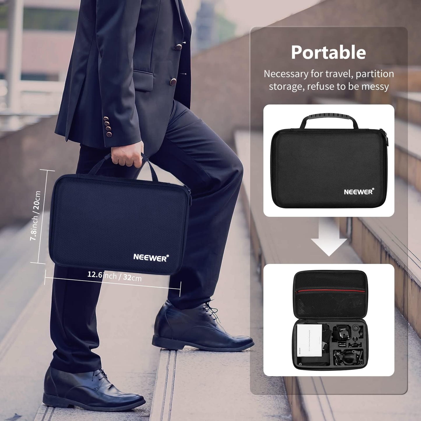 NEEWER 50 in 1 Action Camera Accessory Set Compatible with GoPro Hero 12 11 10 9 DJI OSMO 4 3 2 Insta360 X3 X2 GO 3 SJCAM DBPOWER AKASO VicTsing APEMAN WiMiUS QUMOX Lightdow Campark Sony Sports DV etc - 10085441