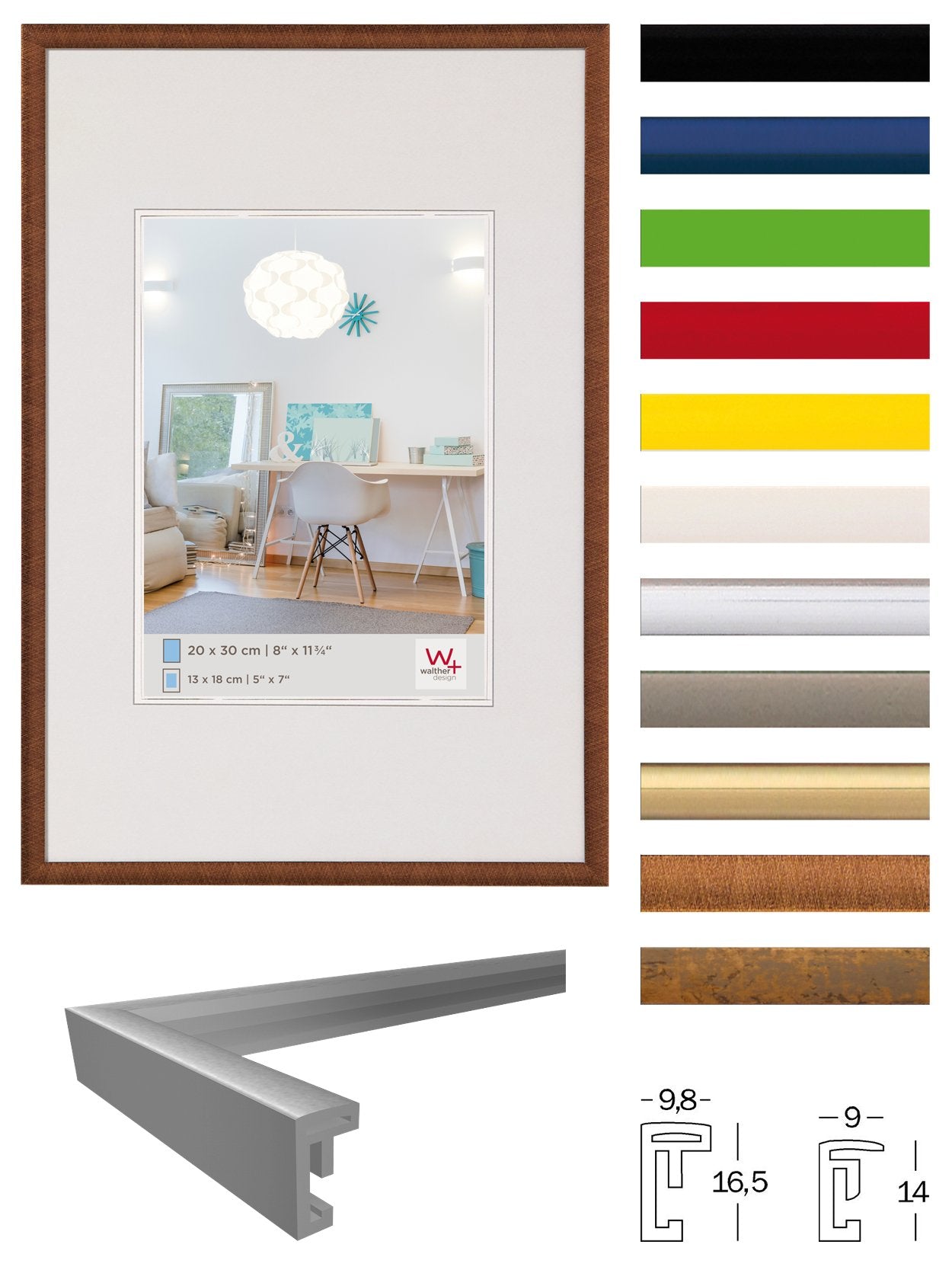 walther design picture frame steel 50 x 60 cm New Lifestyle plastic frame KV060D