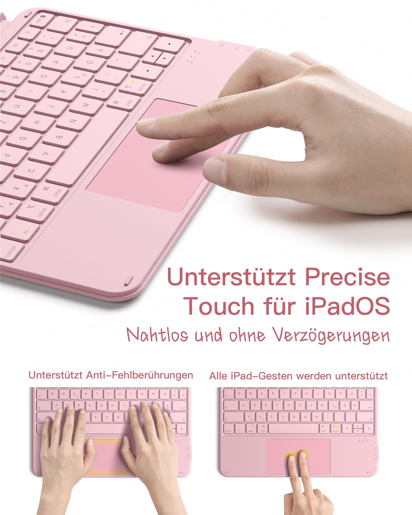 Inateck case with keyboard, ultralight keyboard for iPad 10/11 generation A16 2025 11 inch, iPad Air 11" M3/M2 (2025/2024), Air 5/4, Pro 11 4/3/2/1, removable, with touchpad, QWERTZ, AceTouch KB04122 - KB04122-P-DE