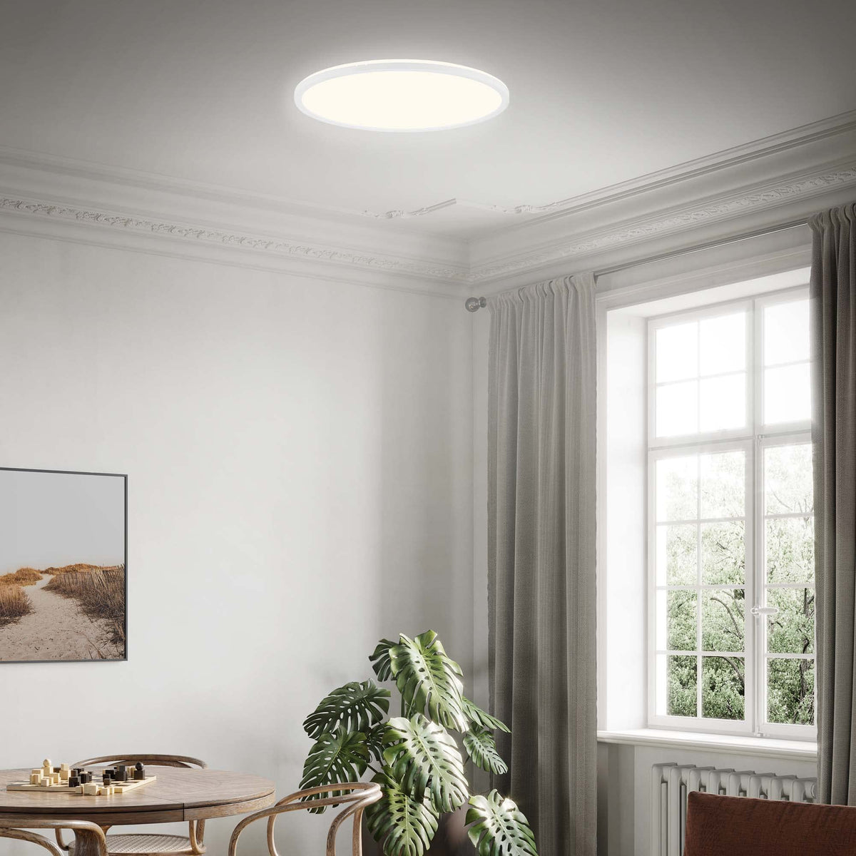 BRILONER - LED ceiling lamp with indirect light, 3cm flat, 22W 3,000lm, neutral white light color, lamp, ceiling light, living room lamp, LED panel, kitchen lamp, bedroom lamp, hallway, ø42cm, white - 7157-416