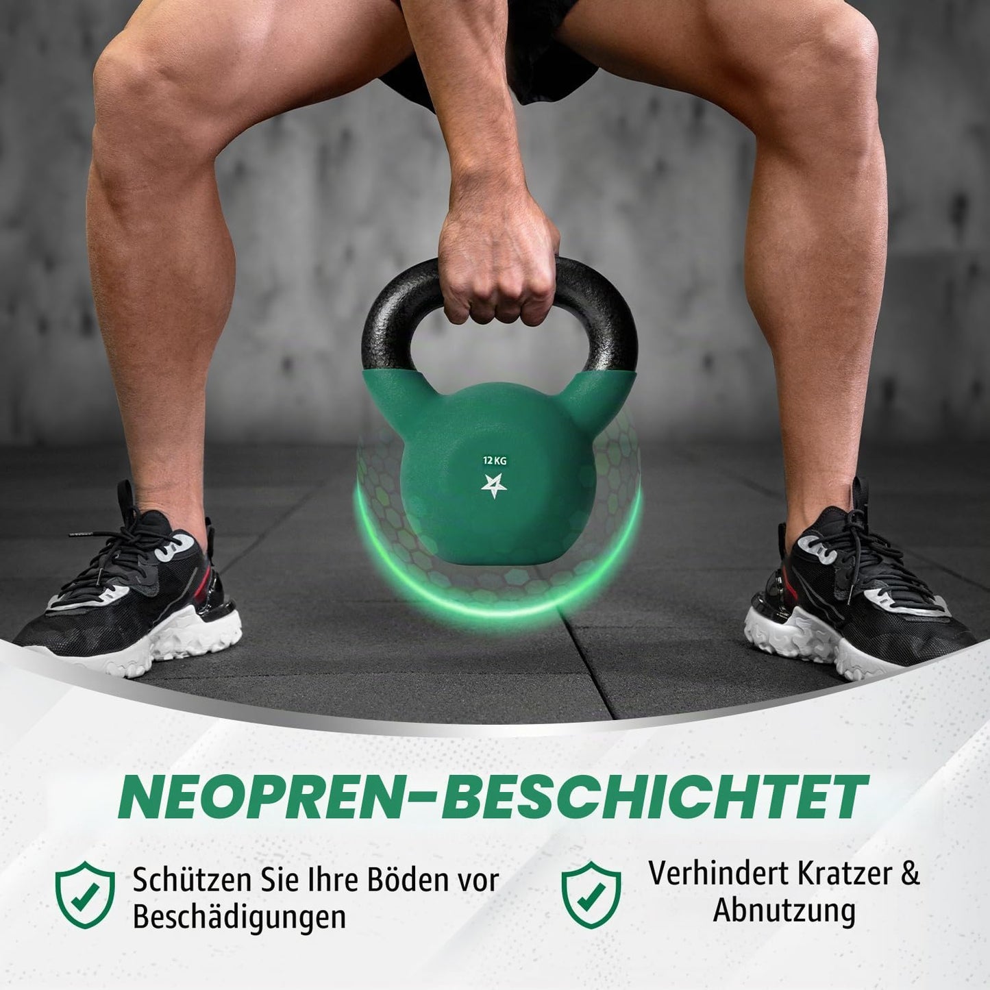 Yes4All BJCC Neoprene Coated Kettlebell, Strength Training Kettlebells - 12KG Dark Green