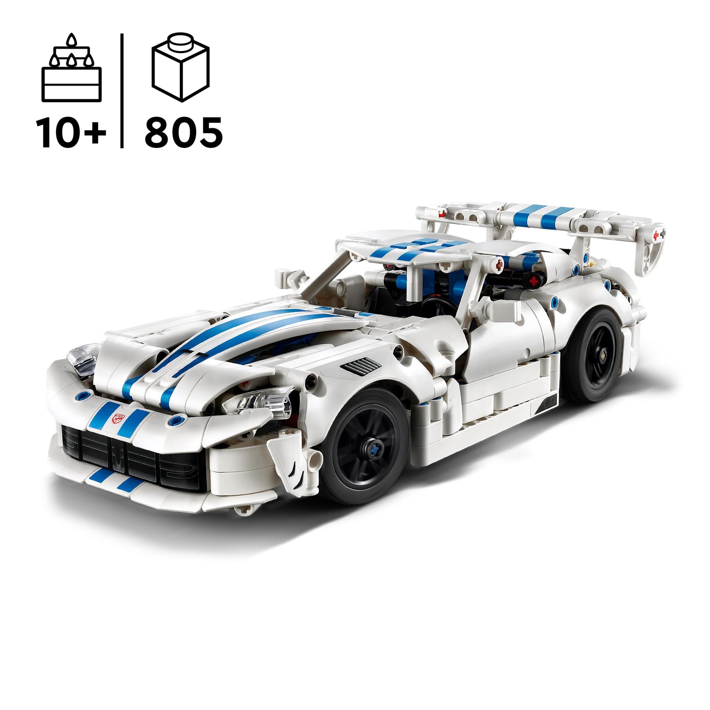 LEGO Technic Dodge Viper GTS-R sports car - building set - racing car with steering, V10 piston engine and opening doors - birthday gift for children aged 10 and over - 42234