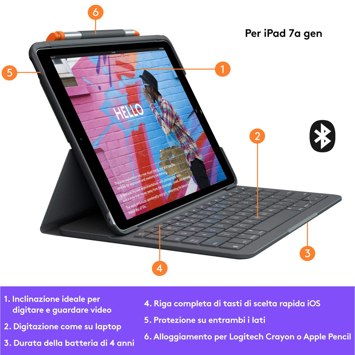 Logitech Slim Folio pentru iPad (7., 8. și 9. generație)