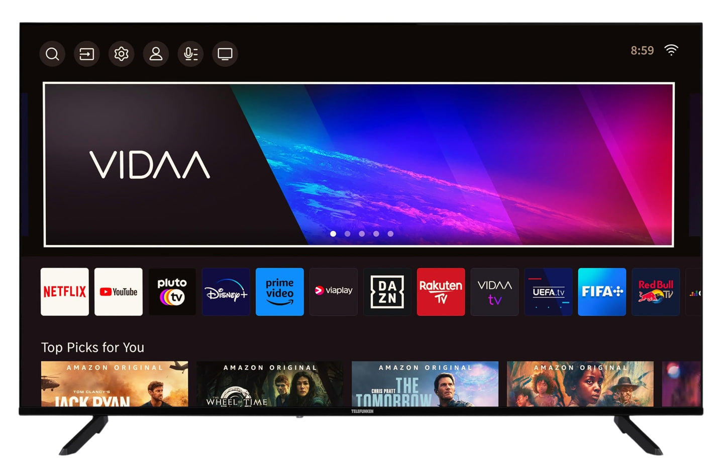 TELEFUNKEN D65Q920B2CW QLED TV 65 inch Smart TV VIDAA 4K UHD, Dolby Vision HDR TV, Dolby Atmos, triple tuner and 6 months of HD+ incl., QLED TV (2026)
