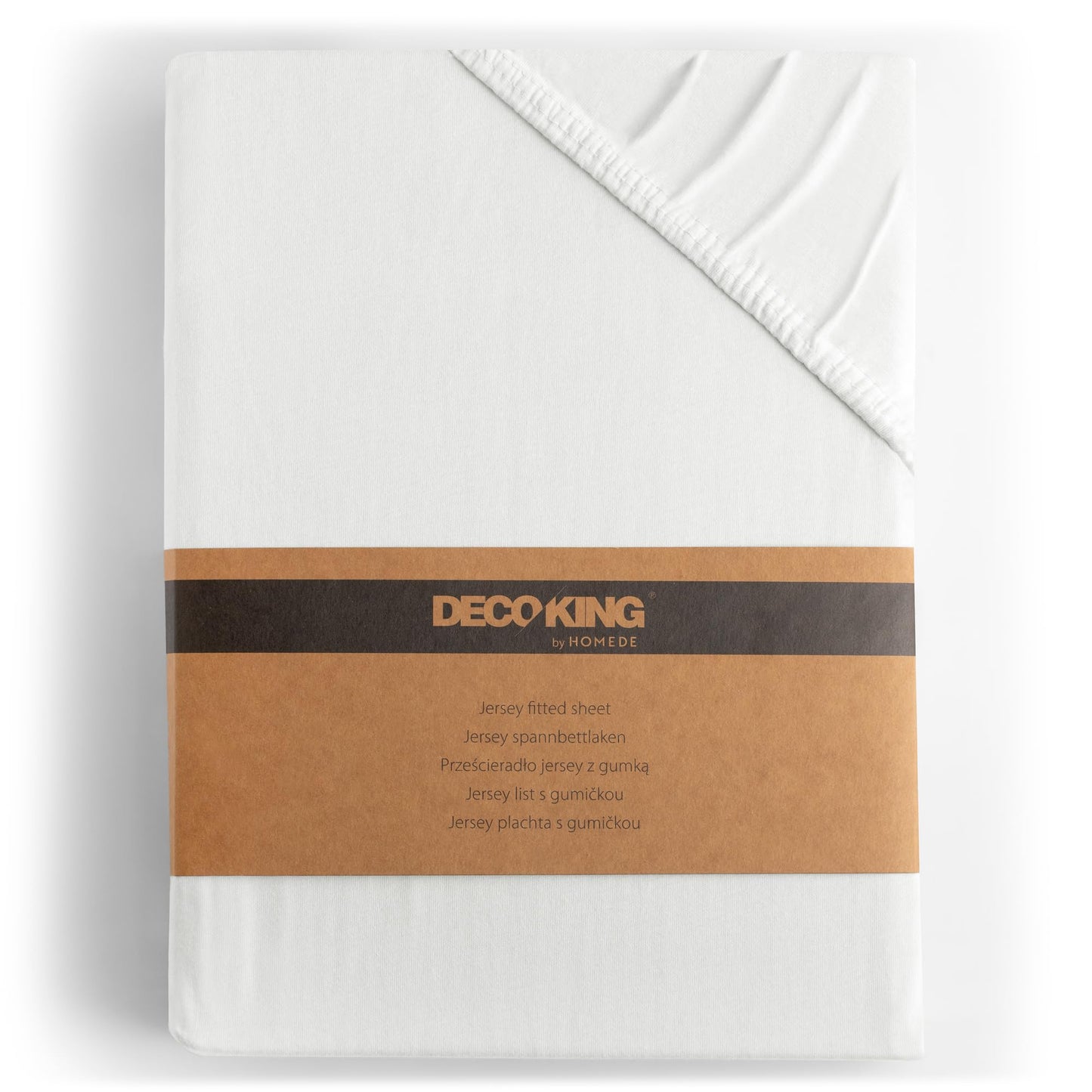 DecoKing fitted sheets 220-240x220+30 100% combed cotton white fitted sheets jersey box spring bed amber - Amber