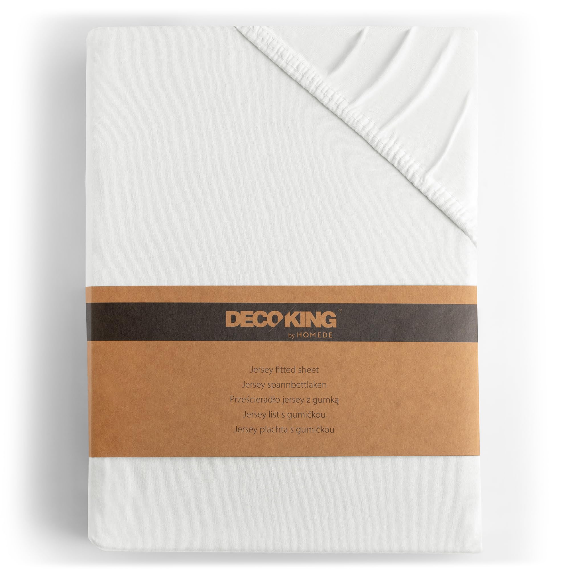 DecoKing cearșafuri cu elastic 220-240x220+30 100% bumbac pieptănat alb cearșafuri cu elastic jersey pat boxspring Amber - Amber