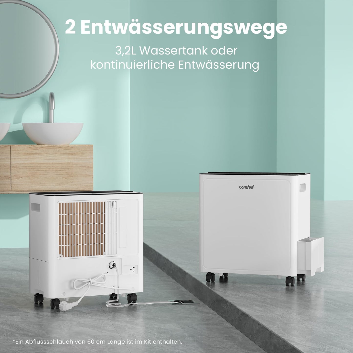 COMFEE CDDAE-30DEN7-QA3 Dehumidifier 30L/day for up to 73㎡, 3 liter tank, rotating wheels, drying mode, noise reduction, automatic defrost