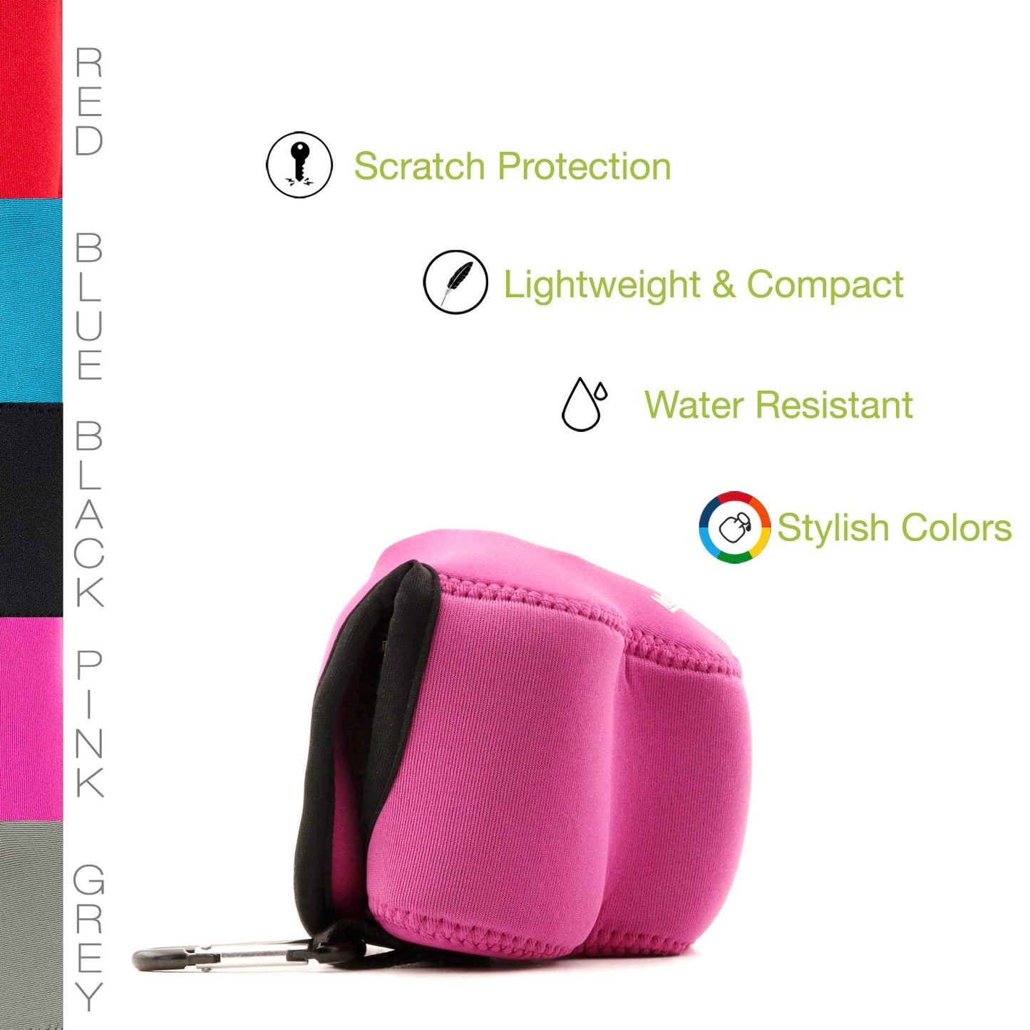 MegaGear Ultralight Neoprene Camera Case Compatible with Sony Alpha A6400, A6500, A6300, A6000 (16-50mm) - Pink - MG066