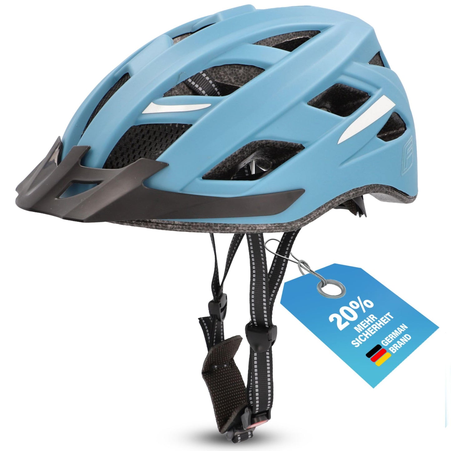 FISCHER adult bicycle helmet, cycling helmet, city helmet Urban Plus Chicago, L/XL, 58-61 cm, blue, with integrated LED rear light - 50634:FISCHER