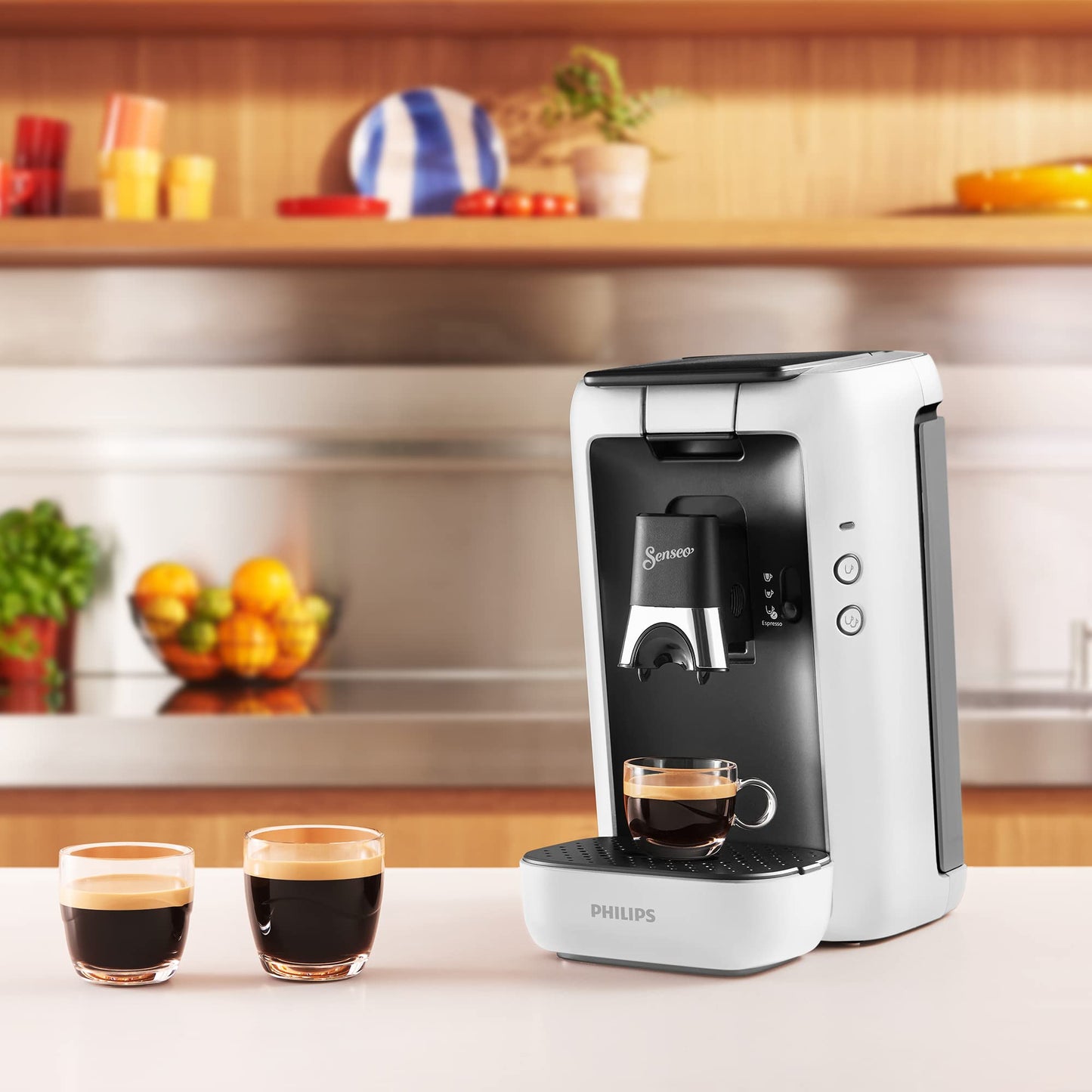 PHILIPS Senseo Maestro coffee pad machine with coffee strength selection and memo function, 1.2 liter water container, color: white (CSA260/10)