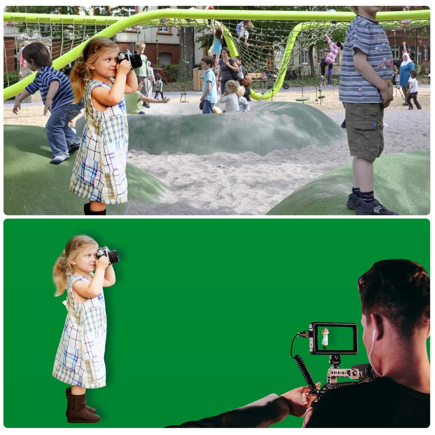 EMART Green Screen 3 x 6M, Chromakey Muslin Green Screen Background Photography, Green Photo Background Fabric with 4 Spring Clamps for Video, Portrait, Photo Shooting - EM-3060M-G
