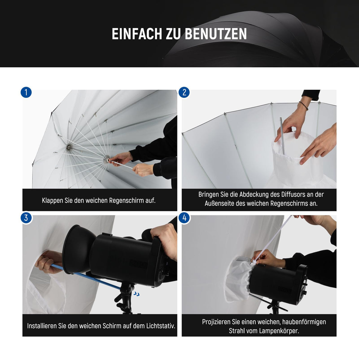 NEEWER 71"/180 cm Parabolic Reflective Umbrella Photography with White Interior - NS4U