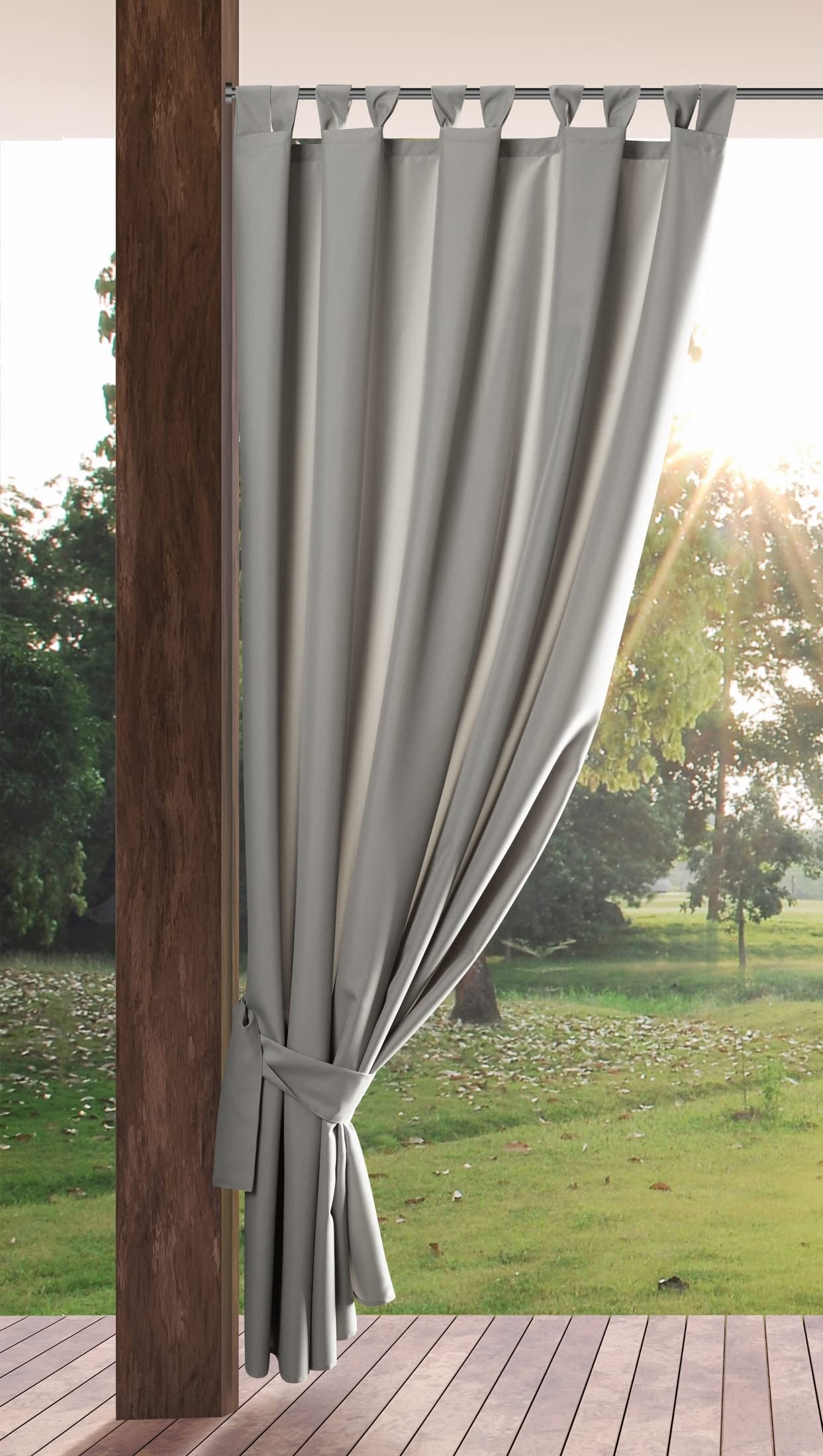 Eurofirany Garden Outdoor Curtain with Velcro Loops, 1 Piece, Opaque & Weatherproof, UV Protection, for Balcony Patio Pergola Gazebo, H200 x W155 cm, Light Gray - ZAS/GARDEN