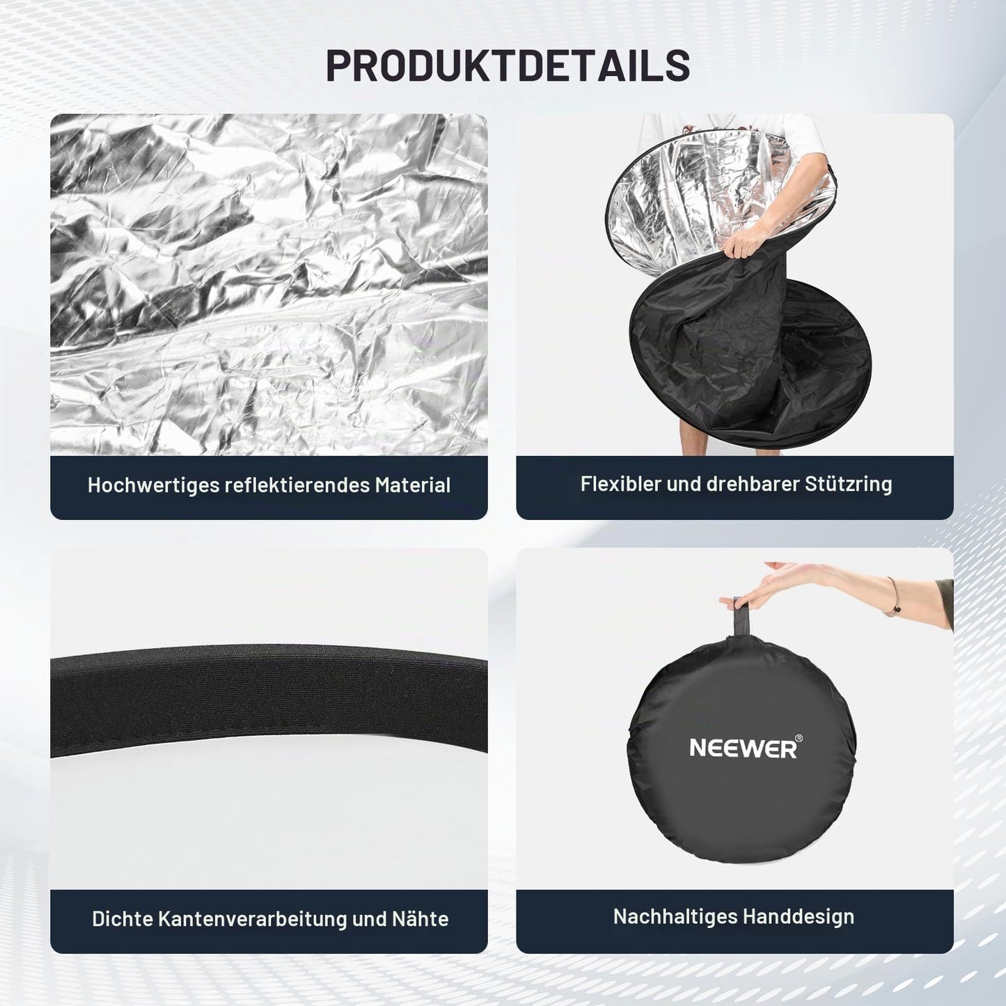 NEEWER 51"/130cm Reflector, Foldable 5 in 1 Light Reflector Diffuser - RF-130