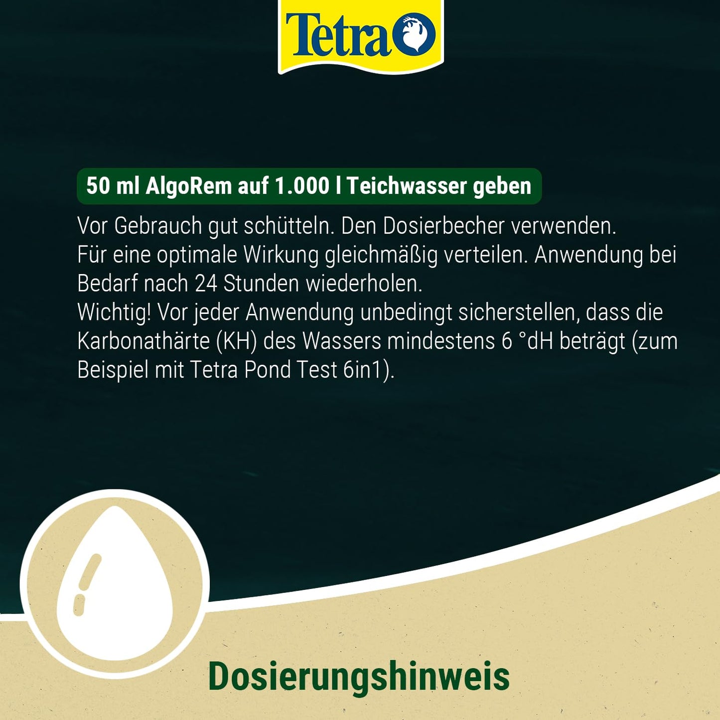 Tetra Pond AlgoRem - 24-hour immediate help against green water in the garden pond, fights floating algae, 1 L bottle - 154445