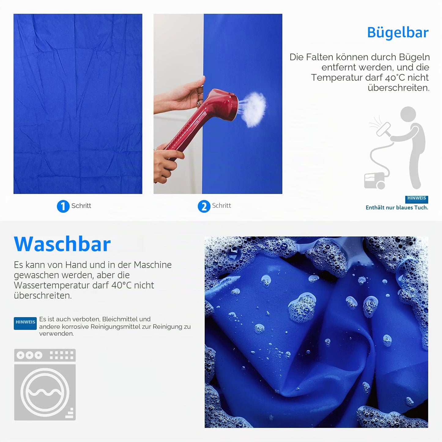 NEEWER 6x9ft/1.8x2.8m Photo Studio 100% Pure Polyester Foldable Backdrop Background for Photography, Video and TV (Backdrop Only) - Blue - BD-0609
