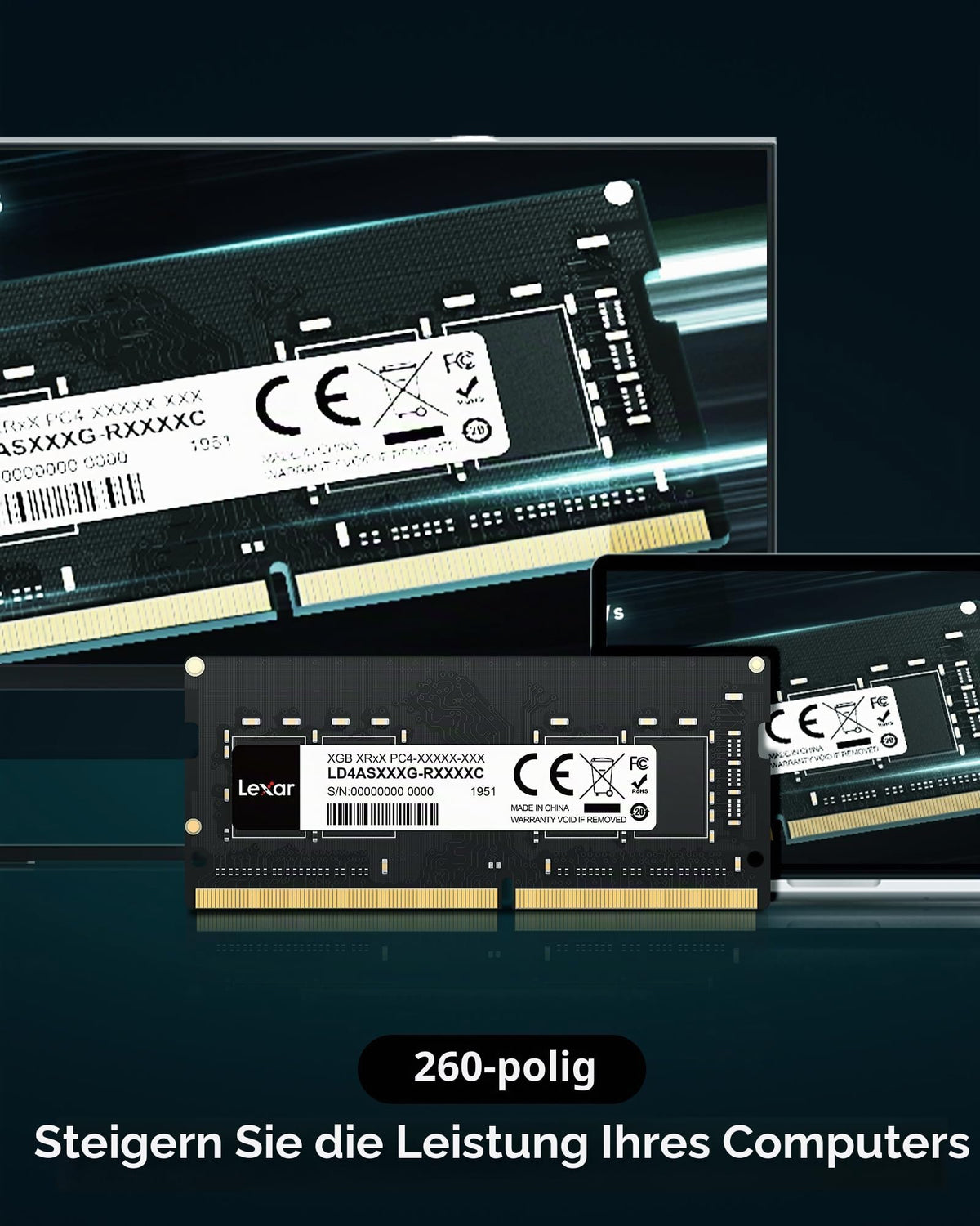 Lexar SODIMM DDR4 8GB, 3200 MHz laptop RAM, 260-pin SODIMM memory, high-performance SO-DIMM, PC computer memory, high-performance RAM CL22-22-22-52, 1.2V - LD4AS008G-B3200ASST