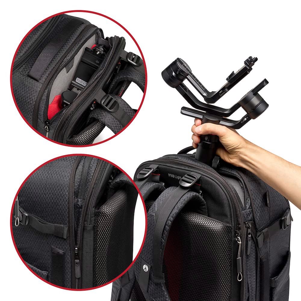 Manfrotto PRO Light Flexloader L, Professional Backpack for Cameras, Expandable Bag for 3-Axis Gimbal Stabilizer, Multiple Tripod Mounting Points, Interchangeable Compartments, Black - MB