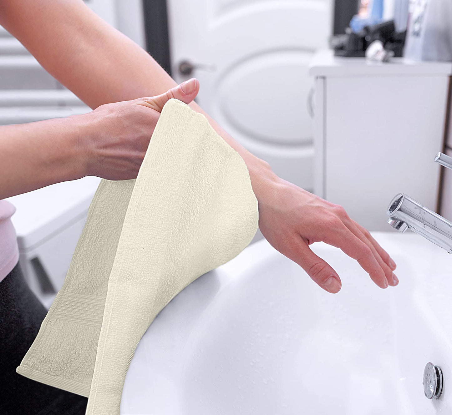 Utopia Towels, Premium Towel Set, 100% Ringspun Cotton, Ultra Soft and Highly Absorbent, 600gsm, for Bathroom, Gym, Shower, Hotel and Spa, 16" x 28", Ivory White, 6 - UT0901