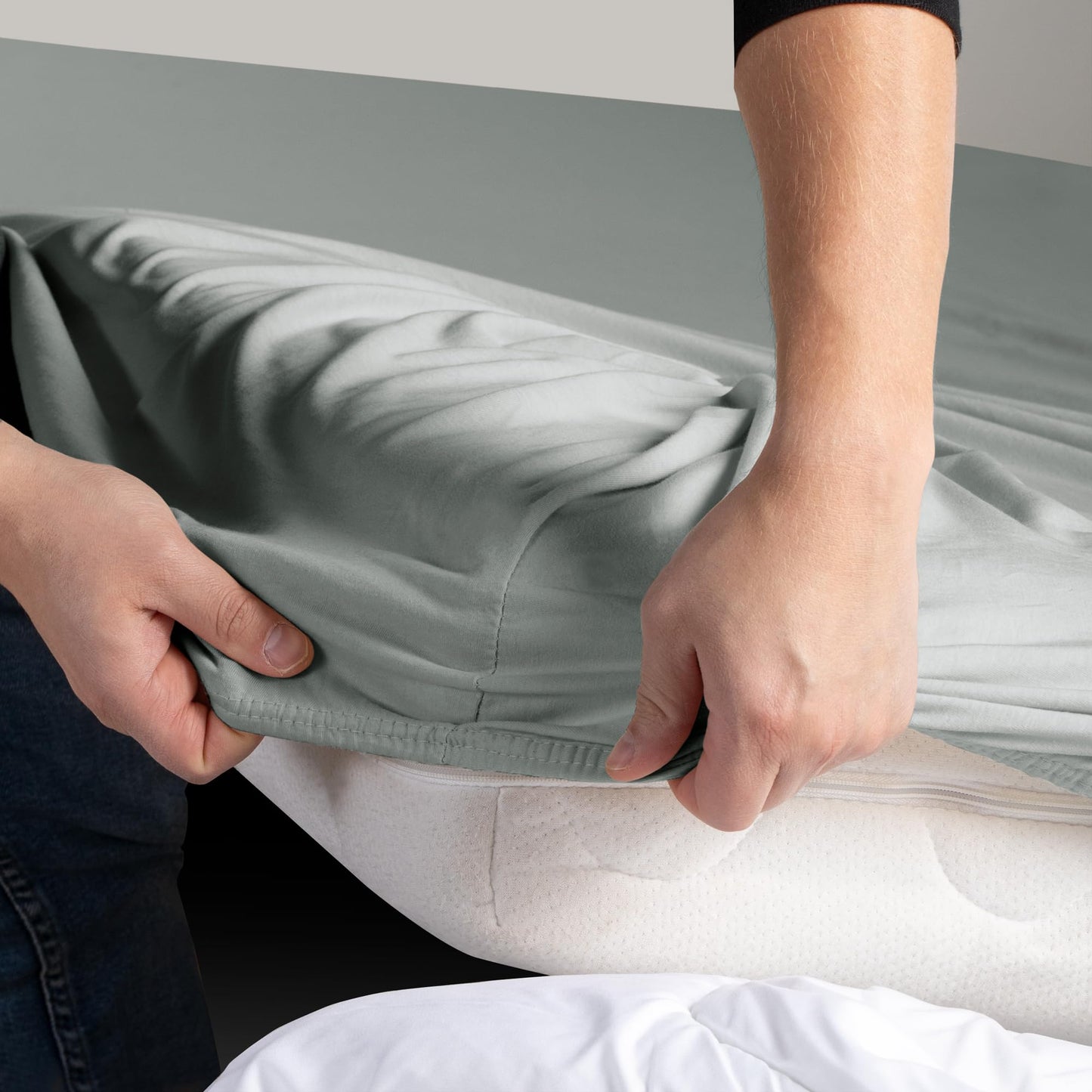 DecoKing fitted sheet 200x220 220x240 cm 100% combed cotton gray steel fitted sheets jersey box spring bed Amber 200 x 220 220 x 240