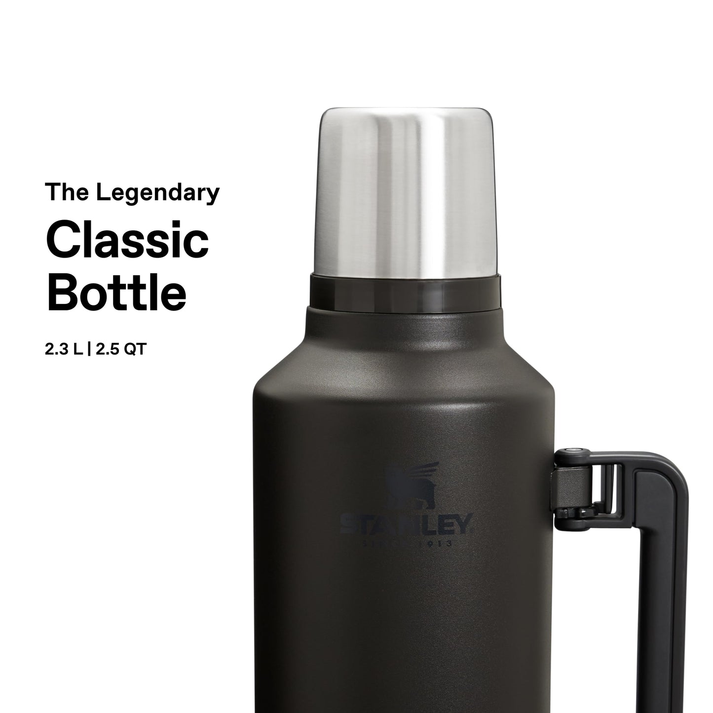 Stanley 1913 Classic Legendary Thermos Bottle 2.3L - Thermos Keeps Hot or Cold for 48 Hours - Stainless Steel Thermos Flask - BPA Free - Dishwasher Safe - Matte Black - 10-07935-045