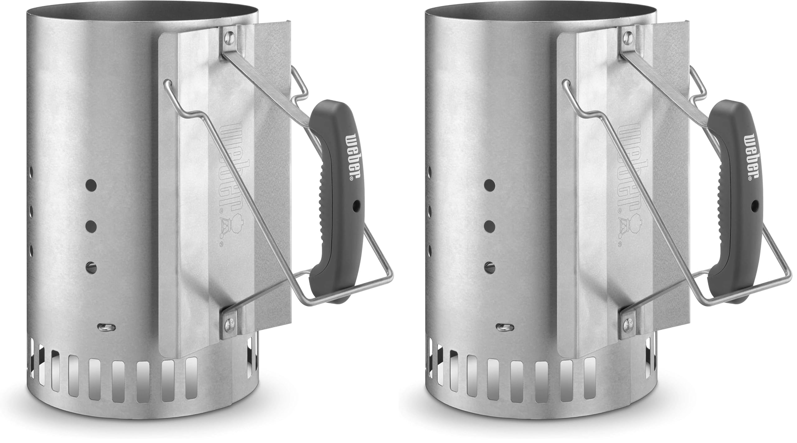 Weber chimney starter, Rapidfire Starter - Large (32cm height), compact grill lighter with two handles, for all charcoal grills from Ø 47cm, ignition aid for charcoal, briquettes - (7416) (pack of 2)