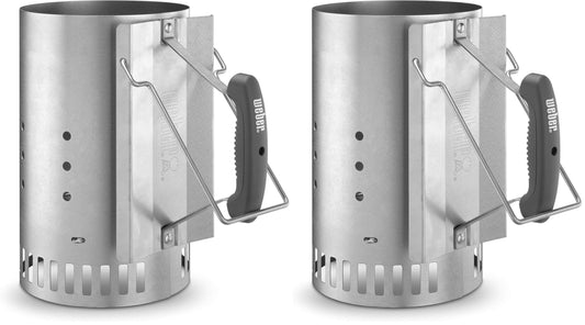 Weber chimney starter, Rapidfire Starter - Large (32cm height), compact grill lighter with two handles, for all charcoal grills from Ø 47cm, ignition aid for charcoal, briquettes - (7416) (pack of 2)
