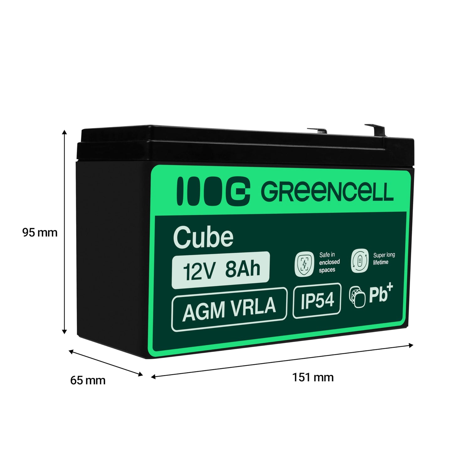 Green Cell AGM 12V 8Ah battery VRLA lead battery lead battery replacement battery gel battery cycle-proof unmanned toy electric toy alarm emergency power children's vehicles children's quad - AGM46