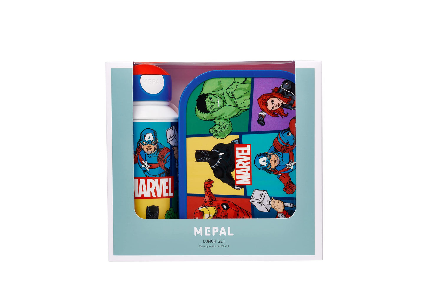 Mepal Campus Avengers break set - drinking bottle and lunch box with bento insert - ideal for school and leisure - dishwasher safe, 1150 ml - 107410165395