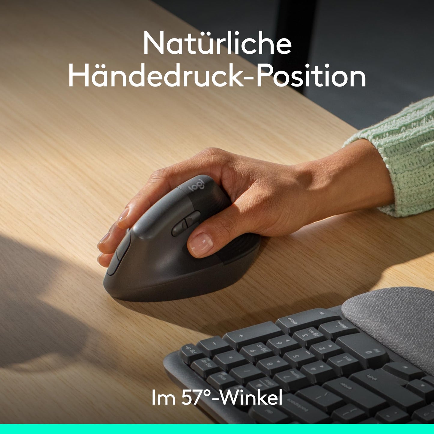 Logitech Wave Keys and Lift Vertical Mouse - Ergonomic Bundle - Wireless Keyboard with Padded Wrist Rest and Vertical Wireless Mouse - Bluetooth, Multi-OS, Windows/Mac - Graphite - 910-006473