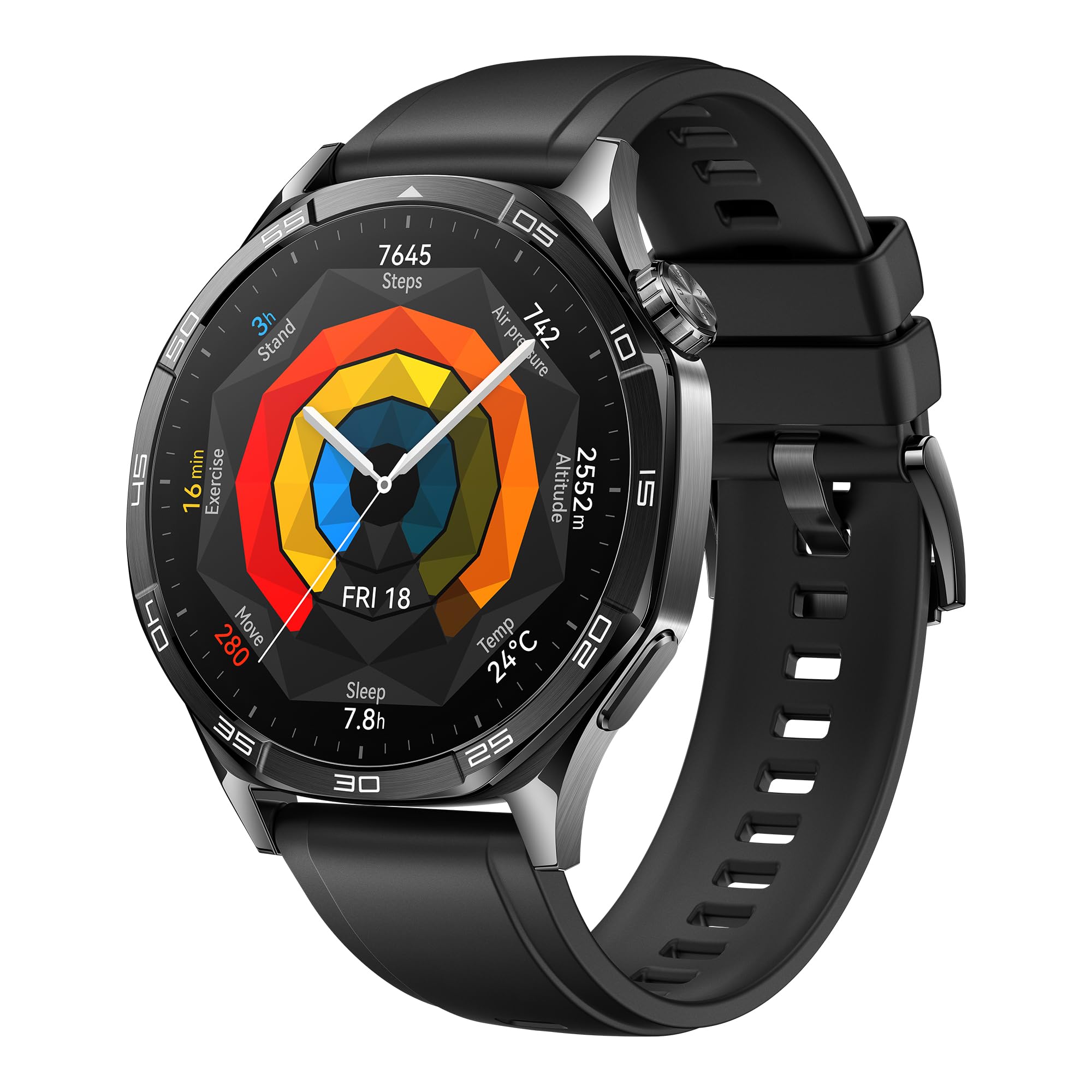 HUAWEI Watch GT 5 Smartwatch, GPS fitness watch, sleep tracker, running and cycling functions, health monitoring, up to 14 days battery life, compatible with iOS & Android, 46 mm, black