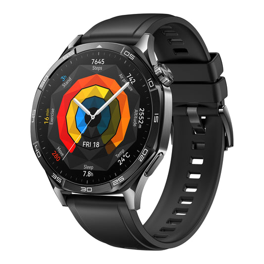 HUAWEI Watch GT 5 Smartwatch, GPS fitness watch, sleep tracker, running and cycling functions, health monitoring, up to 14 days battery life, compatible with iOS & Android, 46 mm, black