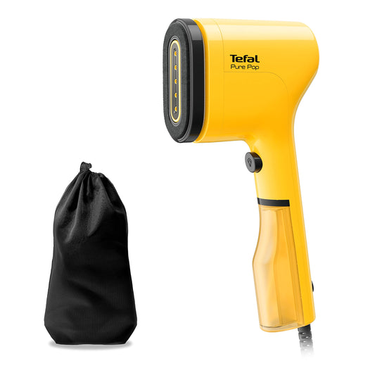Tefal Pure Pop steam brush, 1300 W, 70 ml water tank, removes up to 99.99% of viruses/bacteria/germs, quick heating, 20 g/min. continuous steam release, steamer, yellow/black, DT2026