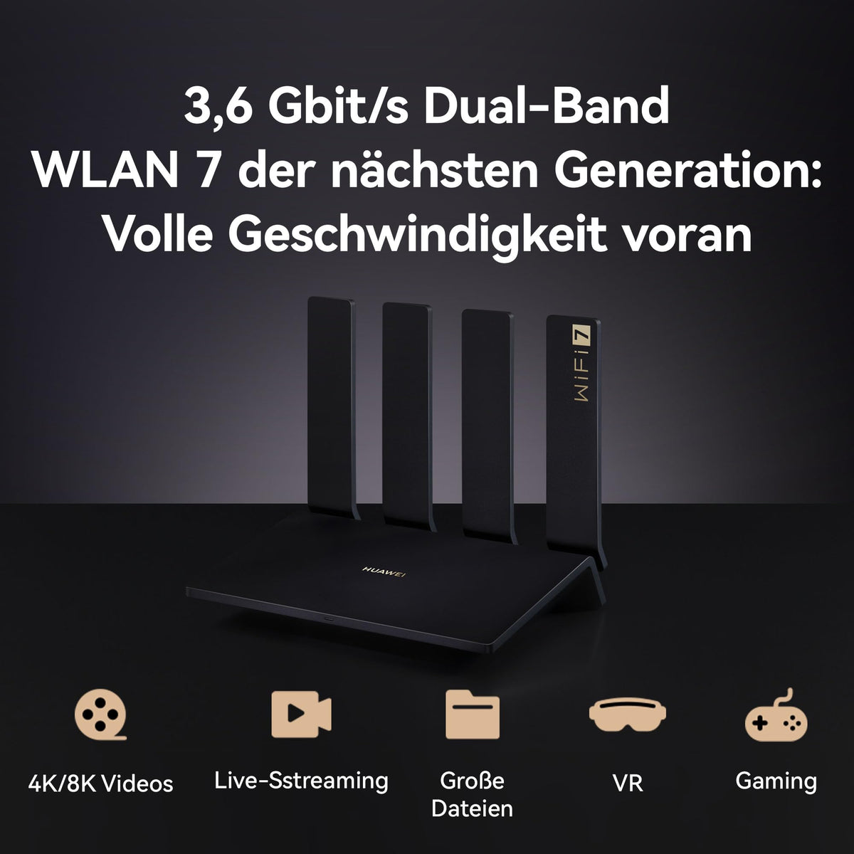 HUAWEI WiFi BE3 Pro, 3.6 Gbit/s Dual-Band WLAN 7, No DSL Function - YGJN-BE33