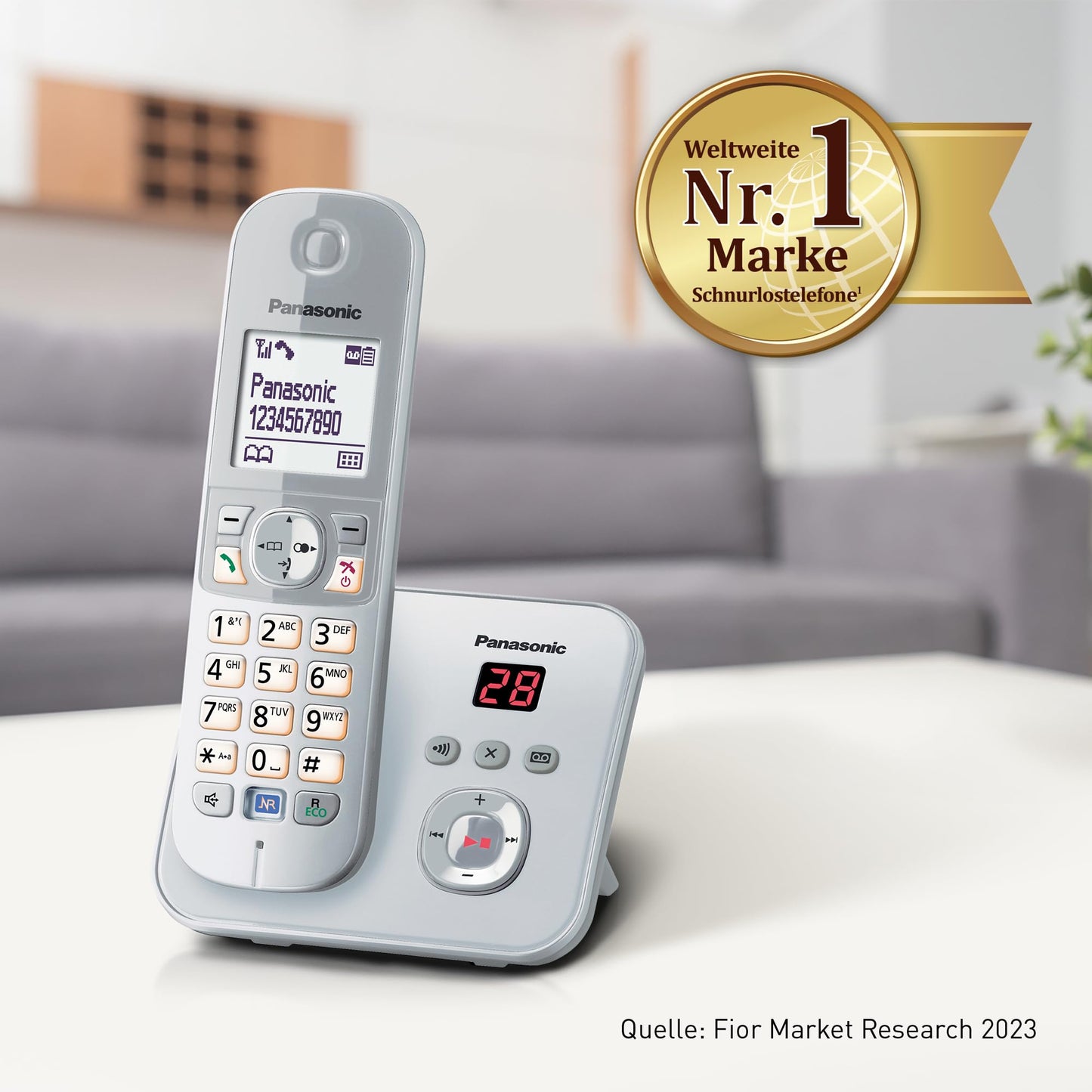 Panasonic KX-TG6821GS DECT cordless telephone with answering machine (low radiation, eco mode, gap telephone, landline, call barring) pearl silver