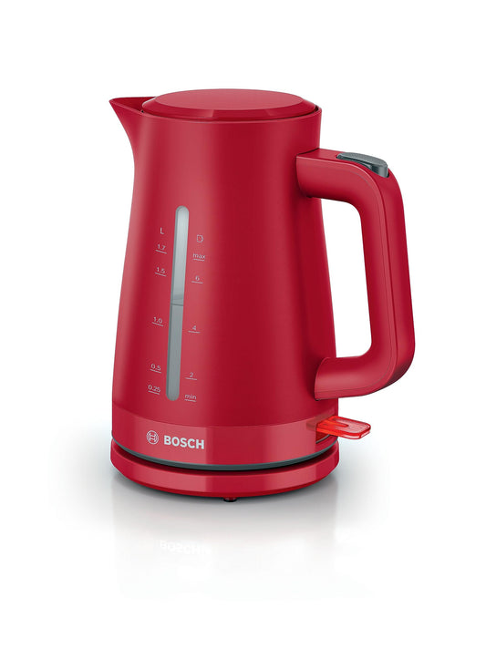 Bosch cordless kettle MyMoment TWK3M124, automatic shut-off, overheating protection, cup indicator, dual water level indicator, removable limescale filter, 1.7 L, 2400 W, matte red