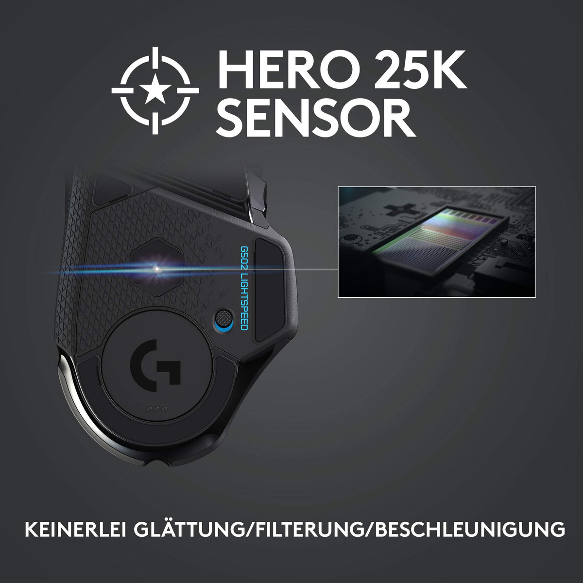Logitech G502 LIGHTSPEED wireless gaming mouse with HERO 25K DPI sensor - 910-005567