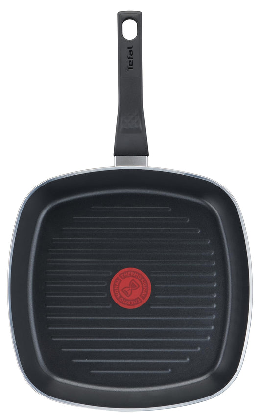 Tefal Easy Cook & Clean grill pan 26x26 cm, non-stick coating, durable steak pan, thermal signal at ideal frying temperature, NOT suitable for induction, Made in France, B5554032