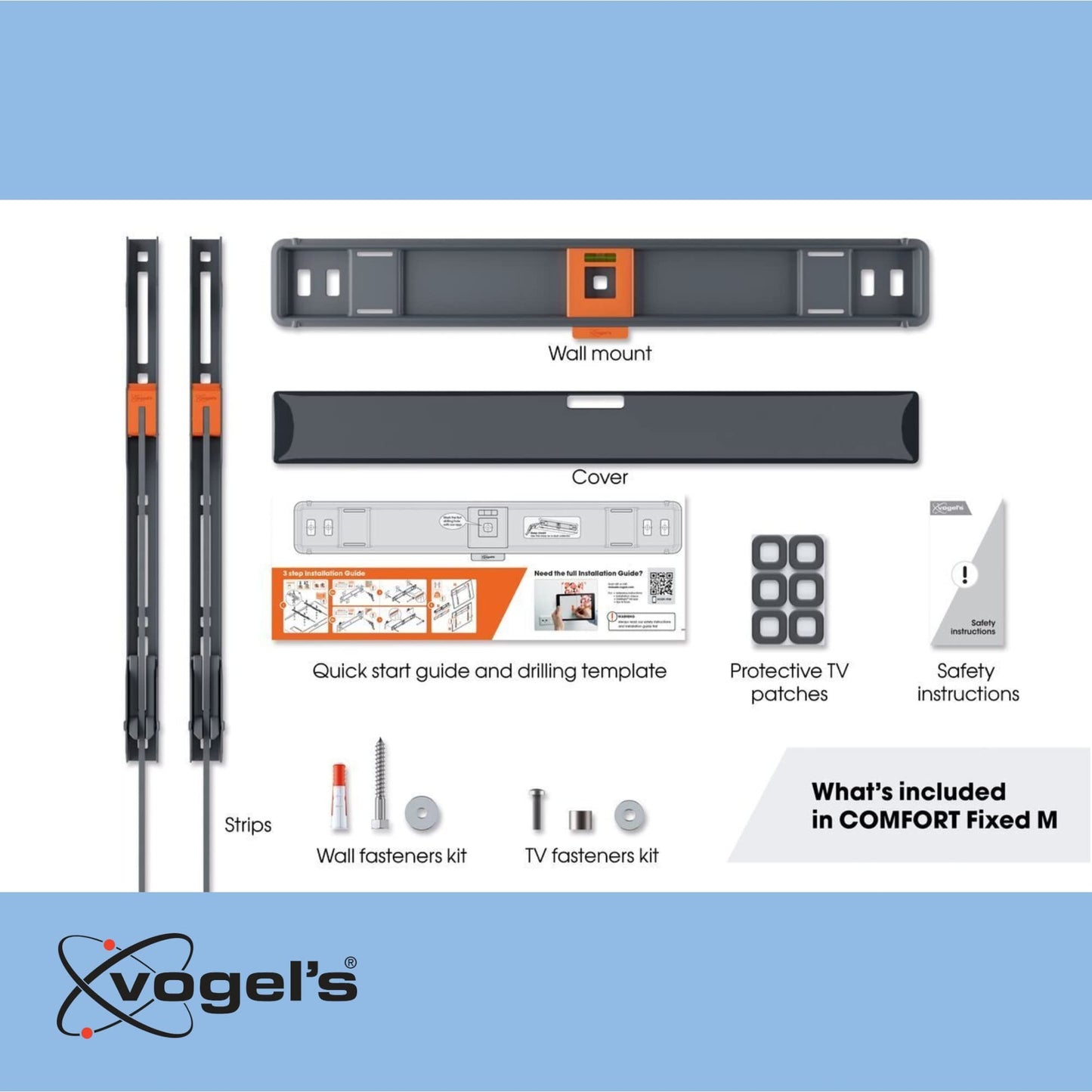 Vogel's Comfort TVM 3605 Flat TV wall mount for 40-100 inch televisions, Max. 75 kg, Max. VESA 600x400, universal compatibility, distance to the wall only 2.2 cm - TVM3605
