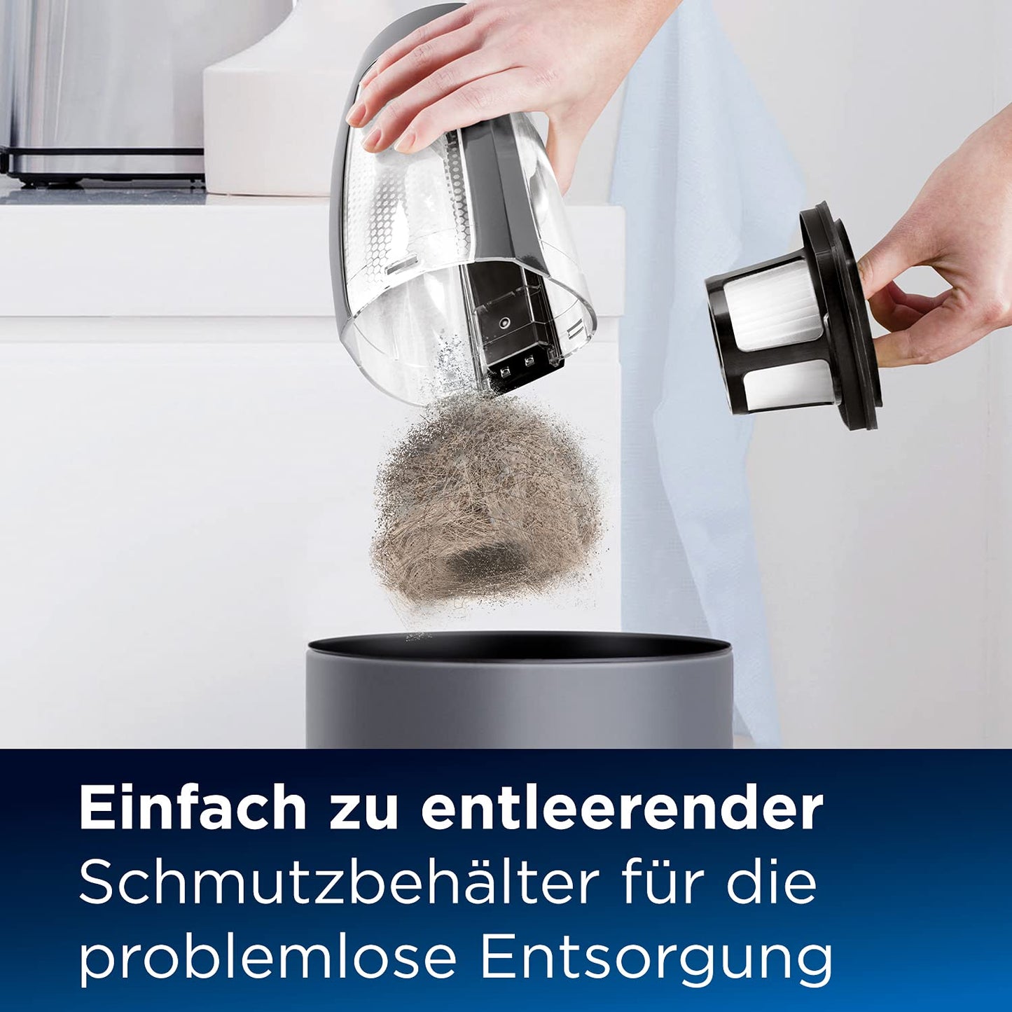 Bissell Pet Hair Eraser, Cordless Handheld Vacuum Cleaner, Rotating Brush Roll, 14.4V, Fights Pet Hair & Dirt, For Your Stairs, Upholstery, Cars and Carpets, 68dB, Black/Titanium, 2278N