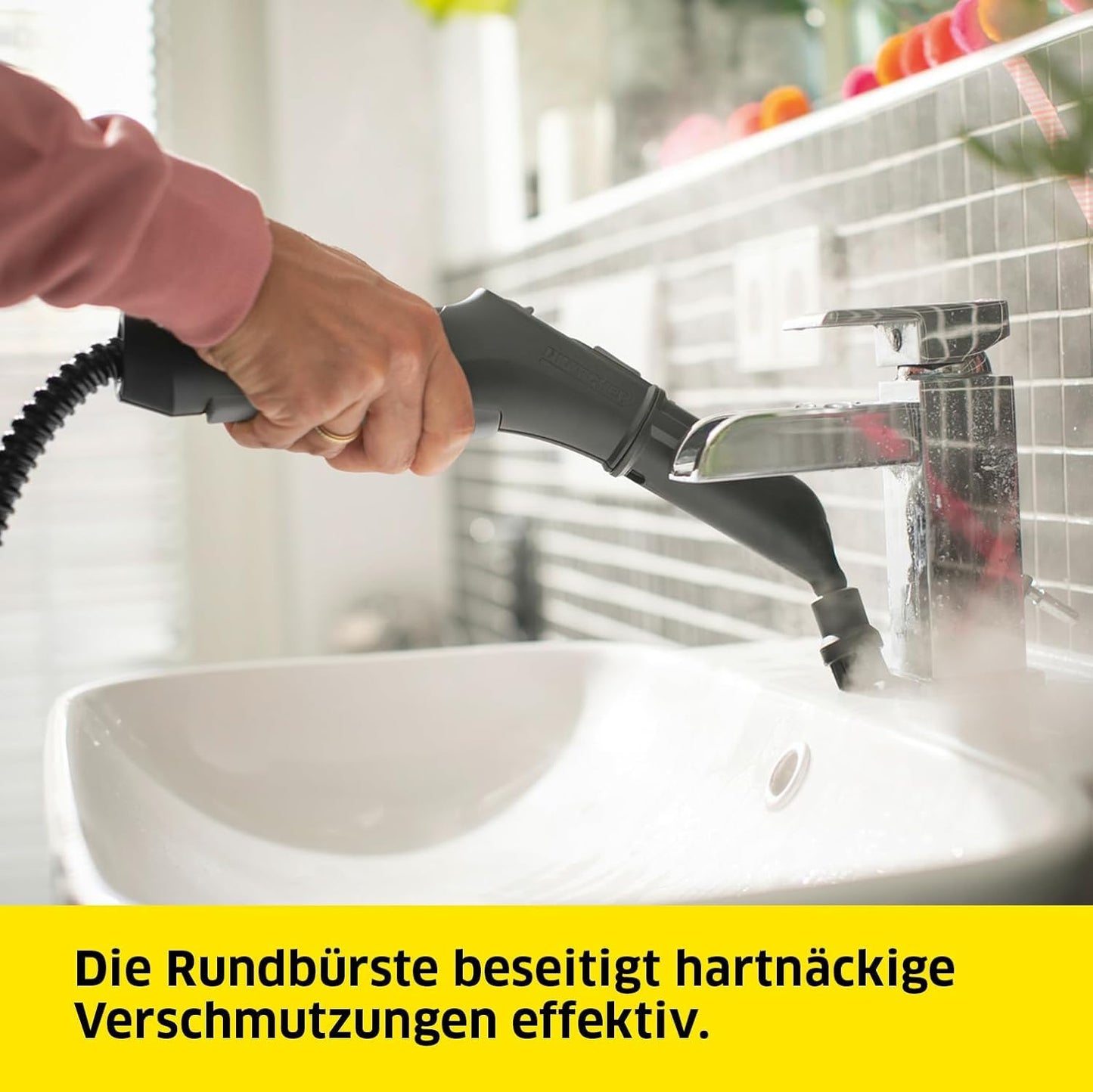 Kärcher steam cleaner SC 2 Deluxe, area performance: approx. 75m², tank: 1 l, steam pressure: max. 3.2 bar, heating time: 6.5 min., heating output: 1,500 W, with EasyFix floor cleaning set and 3 nozzles, single - 1.513-400.0