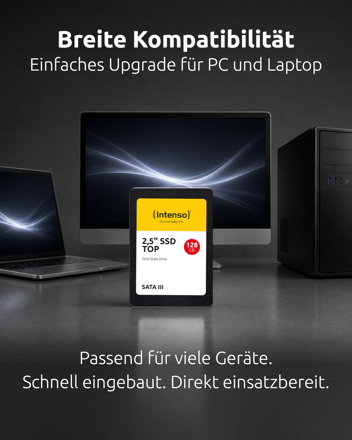 Intenso Internal 2.5" SSD SATA III Top 128 GB Double Pack, up to 550 MB/s Read & 500 MB/s Write - Quiet, Shockproof & Energy Efficient - SSD for PC & Laptop - 3812432