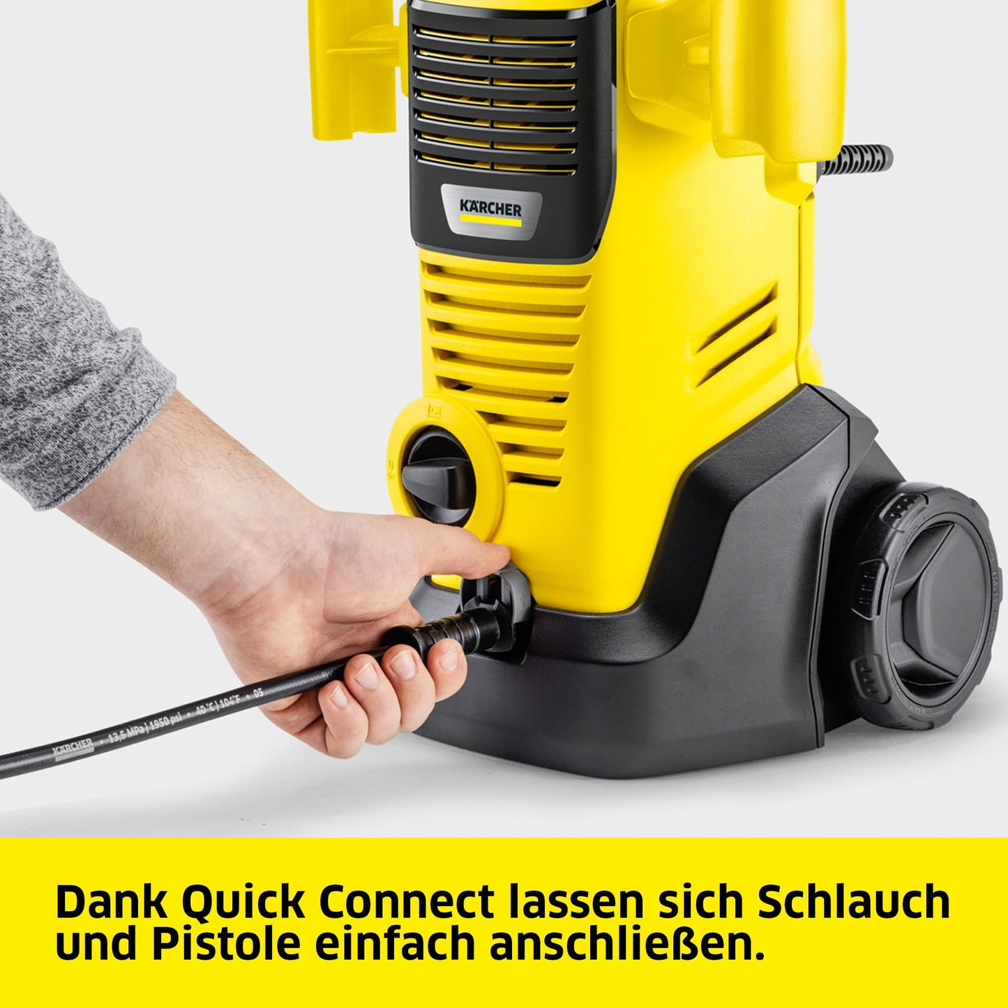 Kärcher high-pressure cleaner K 3 FJ, pressure: max. 120 bar, including foam nozzle for well-adhering foam and maximum dirt-dissolving power, yellow - 1.676-358.0