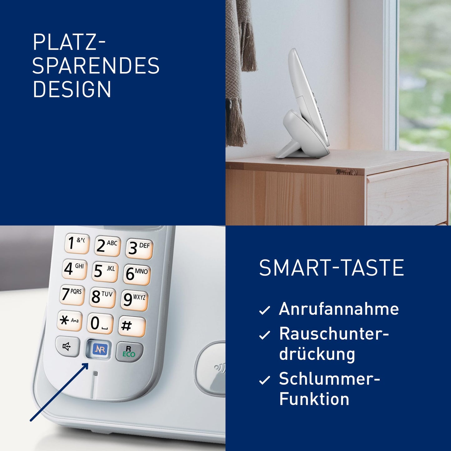 Panasonic KX-TG6811GS DECT cordless telephone (low radiation, eco mode, gap telephone, without answering machine, landline, call barring) pearl silver